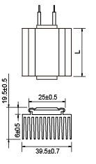 Dimensions of PTC heater conductor LCH-H type 