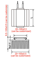 Dimensions of PTC heater conductor LCH-J type (customize example)
