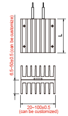 Dimensions of PTC heater conductor LCH-K type (customize example)