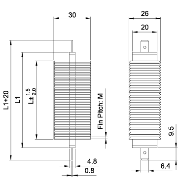Dimensions of PTC Air Heaters - OH Type