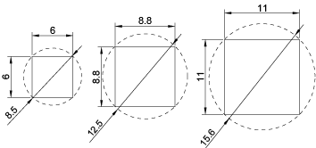 Dimensions of round PTC thermistors